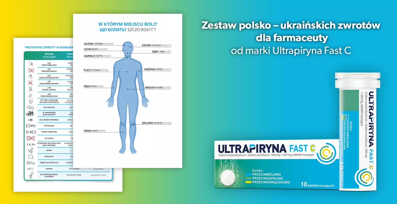 Zestaw polsko-ukraińskich zwrotów dla farmaceuty